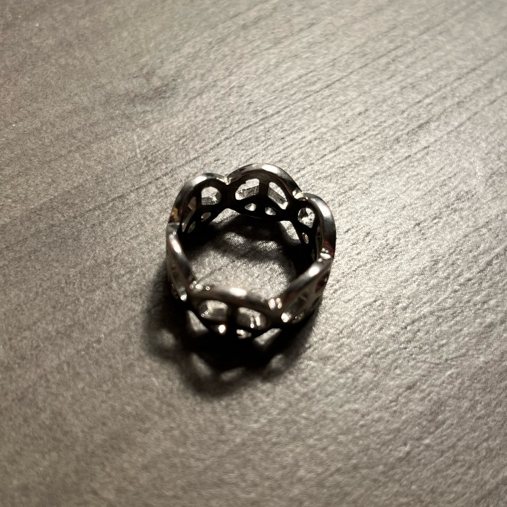 Peace Sign ☮️ Silver Ring - Picture 3 of 5